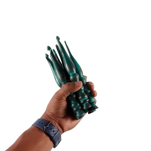 Agujas de ganchillo ergonómicas de palisandro verde con 7 tamaños para tejer a mano 5