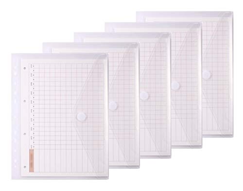 LaOficina - Lote de 11 hojas de bolsillo semi poli para carpetas, con cierre de gancho y lazo, varios colores, tamaño de letra, 5 paquetes