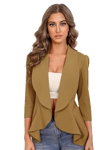 KOTTY Women's Lightweight Open Front Blazer – Draped Waterfall Lo...