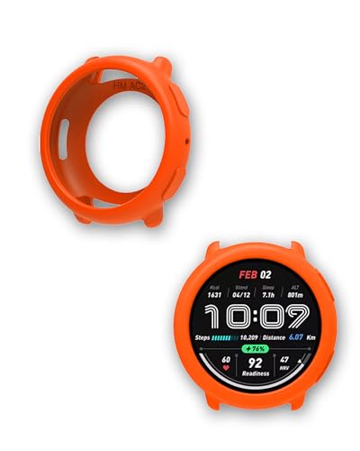 Confezione da 2 custodie compatibili con smartwatch Amazfit Active2 custodia protettiva resistente alle cadute e ai graffi colore arancione silicone