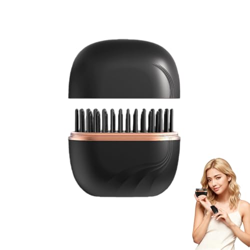 Mini cepillo plancha de pelo inalámbrico portátil negro miniatura 1