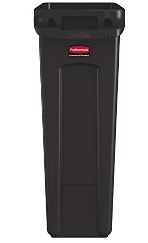 Rubbermaid Commercial Products Slim Jim Plastic Rectangular Trash/Garbage Can With Venting Channels, 23 Gallon, Brown (1956187) #TOP1