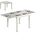 Outsunny Ausziehbarer Gartentisch für 4-8 Personen, 90/180 x 90 cm, Esstisch aus Aluminium mit Tischplatte aus gehärtetem Glas, für Terrasse, Balkon, cremefarben