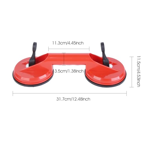 2 Pack Heavy Duty Glass Suction Cups, Glass Suckers Lifters, Dual Vacuum Plate Handle Glass Suckers to Lift Glass, Tiles, Slabs, Lifting Capacity 100kg
