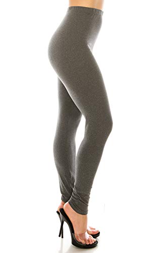 Image of Leggings Depot Women's High Waist Leggings Soft 1 inch Waistband Solid Pants - Regular, Plus, 1X3X, 3X5X