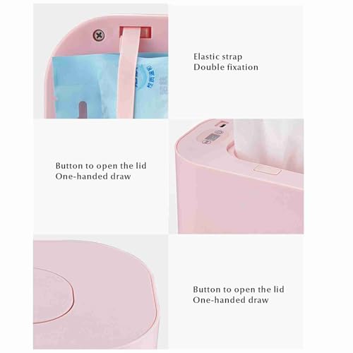 Chauffe-lingettes pour Bébé avec Veilleuse LED Intelligente Réchauffe Rapide Uniforme en 3 Min, Sécurité Anti-Surchauffe, Facile à Nettoyer Design Compact (Rose)