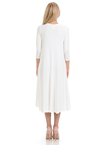 iconic luxe Women's A-Line Swing Trapeze Midi Dress Large Ivory