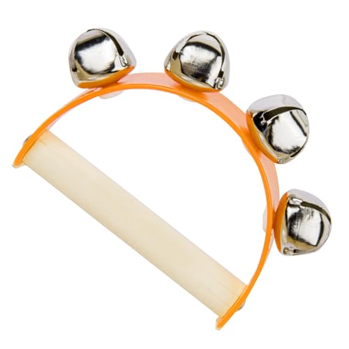 Brinquedo Musical Infantil, Versátil Com Alça de Madeira e Sinos para Jardim de Infância (Laranja)