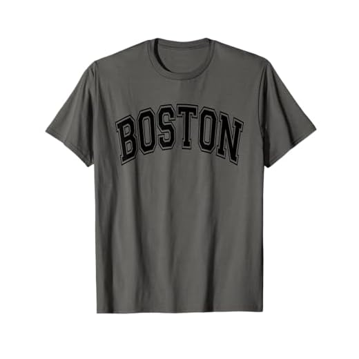 Boston Varsity Style Text Gray with Black Print T-Shirt