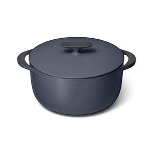 Caraway Enameled Dutch Oven – 6.5 qt Cast Iron Dutch Oven With Lid – 3 Layer Enamel Coating – No Seasoning Required – Compatible With All Stovetops – Oven Safe – No Forever Chemicals – Midnight Blue