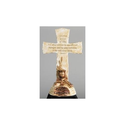 First Holy Communion Bread of Life Resin Standing Cross, 8 3/4 Inch Cover