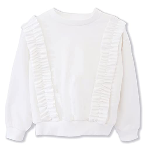ContiKids Toddler Baby Girls Long Sleeve Cotton Sweatshirts Ruffle Pullover T Shirts Tops Tee Clothes Sweater Sweatshirt 7 White