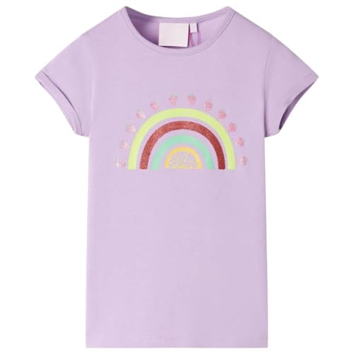 Kinder T-Shirt Rundhalsausschnitt Kurzarmshirt Kindershirt Mädchen Lila 128