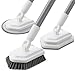 Mitclear Shower Scrub Brush, 3-in-1 Tile Tub Floor Scrubber Bathroom Cleaner with Long Handle(53IN), Scrubbing Brush Cleaning Tools with 3 Detachable Heads for Bath Kitchen Tub Tile Floors Walls