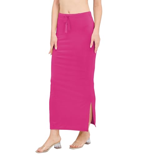 Image of DESI GIRL Satin Shimmer Stretchable Saree Shapewear Petticoat with Drawstring for Women | Mermaid fit Saree Petticoat with Side Slit for Easy Movement | Saree Shaper | Long inskirt