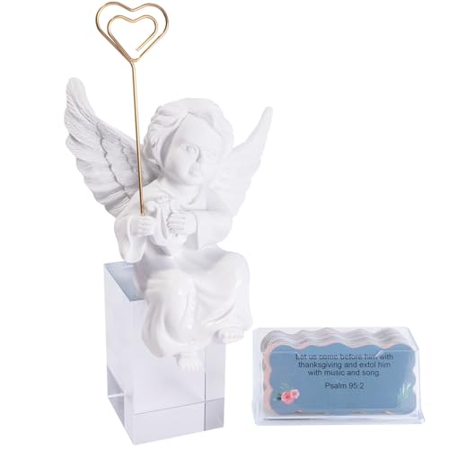 Estatua de Ángel con 50 Cartas de Versículos Bíblicos