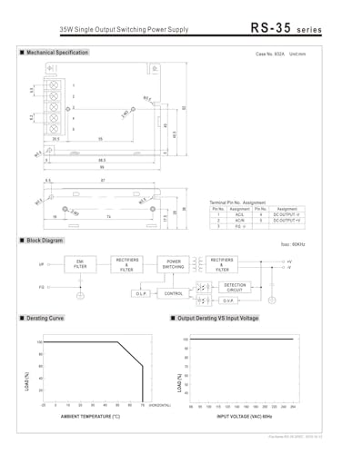 Alimentation 5V 7A 35W à découpage RS-35-5 bloc transformateur DC