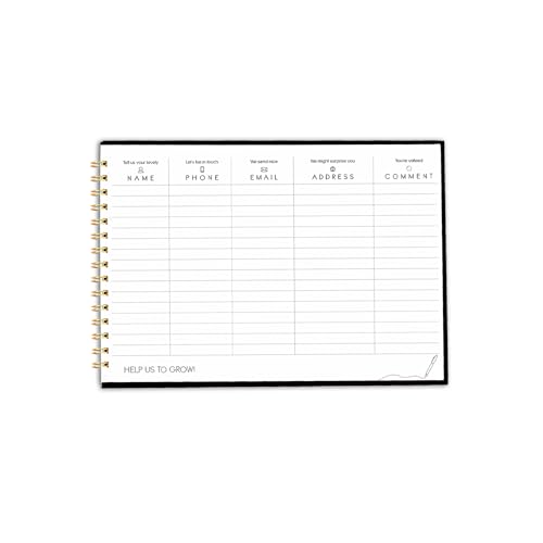 Image of Visitor Book - 8 x 12 Inches | Wiro Bound Guest Register for Hotels, Offices, Exhibitions, Boutiques & Business Use | Medium Size Visitor Log Book for Reception & Front Desk