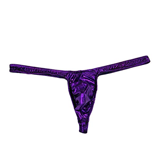 Ssdxy Men's Bikini G-String Sissy T-Back Thong Jockstrap Underwear Pouch Tanga Pants Boxer Briefs Lingerie Shorts Purple #TOP4