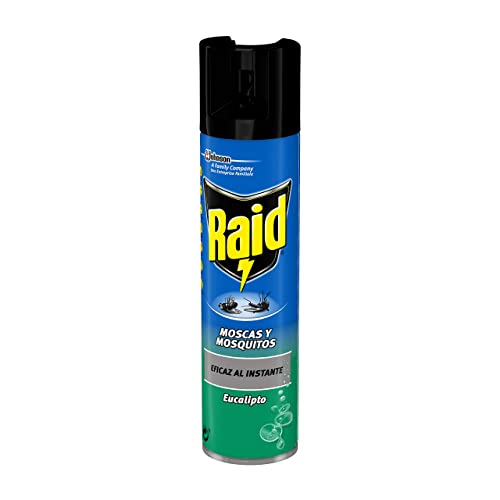 Raid Spray Insecticida - Aerosol para Moscas y Mosquitos, Eucalipto. Eficacia Inmediata, Incoloro, 600Mililitros