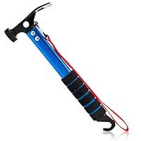 AYMQC Zelt Hammer Leichte Aluminium-Campinghammer mit Haken Multifunktional Tragbar Hammer für Camping Outdooraktivitäten Blau