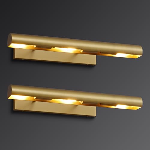 Image of 18in Hardwired Picture Light for Wall Set of 2 Brass Art Light, Adjustable 270 Gold Dimmable Library Light Gallery Light Art Deco Sconce Lights for Museum Painting Photo Artwork