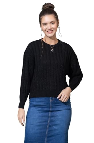 Image of Wear lusso Women's Woolen Cable Knit Pullover Sweater | Full Sleeve Round Neck Winter Wear | 100% Wool Soft & Warm Stylish Sweater for Girls, Ladies & Women | Cozy Casual Winter Fashion