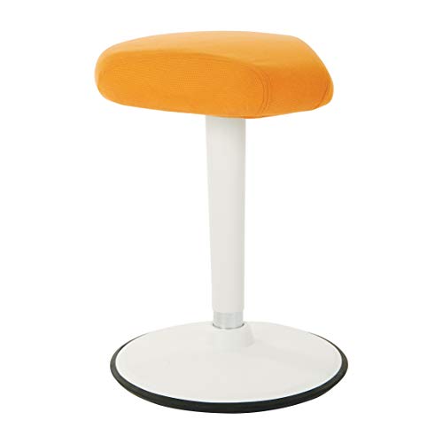 Image of Office Star Active Seating Adjustable 24-34 Inch Height and 360-Degree Wobble Design Perch Seat with Non-Slip Base, Orange