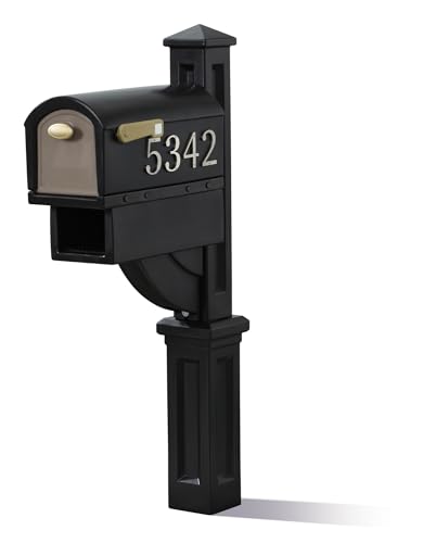 Step2 Mailmaster Hudson Mailbox, Magnetic Door, Large Newspaper Holder, Heavy-Duty, Weather Resistant, Post Mounting Hardware Kit Included, Black