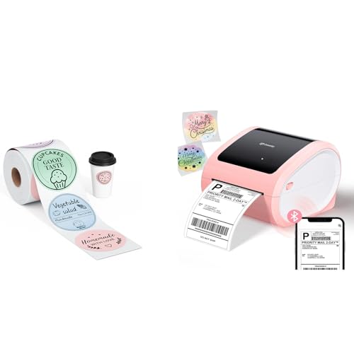 Image of Shipping Label Printer 4x6 & 400PCS 4 Color Self-Adhesive Waterproof Direct Thermal Stickers, Thermal Label Printer for Small Business, Shipping Packages, Home