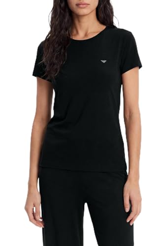 T-shirt EA7 Emporio Armani femme à col rond en coton premium noir