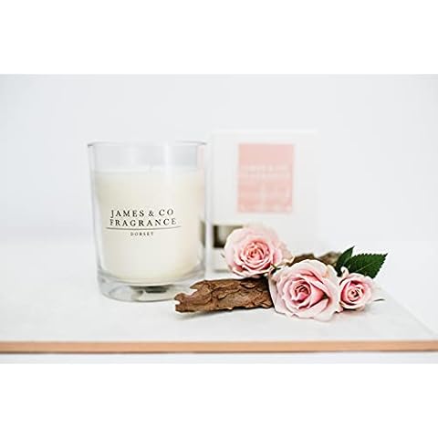 James & Co No.12 Rose & Oud (English Rose & Exotic Woods) 9oz Natural Scented Glass Candle - Up to 35 Hours Burn Time Cover