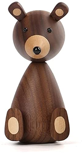 Sculpture de bureau Statue d'ours en bois Sculpture Accueil Décoration Accessoires Salon Accessoires En Bois Artisanat Figurines Cadeaux d'anniversaire pour enfants Jouets d'anniversaire