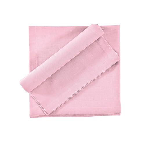 Image of FINGERCRAFT Table Napkins 18x18 Inches Set of 6 Cotton Linen Blend Fabric Dinner Cloth Napkins Washable and Reusable, Good Absorbency for Home, Parties, Hotels (Pastel Pink)