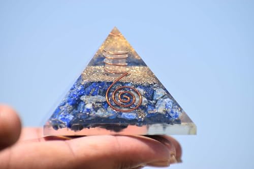 Image of Lapis Lazuli Crystal Pyramid | 2 Inch | Feng Shui & Vastu Correction | Crystal Pyramid for Positive Energy, Health, Good Luck | Home & Office Decor | Gift | Study Table