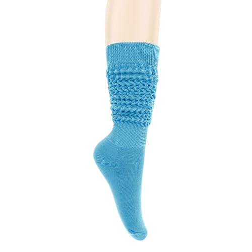 Image of Violet Mist women slouch socks thick colored knee high scrunch socks long stacked sock boot 80s 90s Novetly