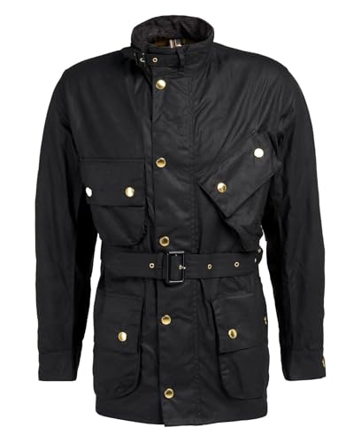 Men's Waxed Cotton Trucker Jacket - Water-Resistant Outdoor Utility Belted Coat - Outdoor Military Style Coat2