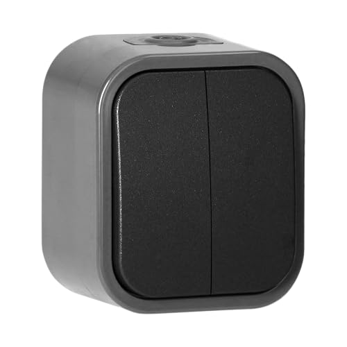 Miratic Interruttore Bipolare a Due Posizioni 2 Vie 10A 250V Interruttore da Esterno Montaggio a Parete Ambienti Umidi IP54 Ideale per Garage Lavanderia Cantina Laboratorio Bagno (grigio-nero)