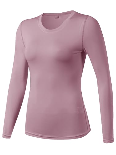 Women's 1 Pack Dry Fit Athletic Compression Base Layer Long Sleeve,Pink,Small