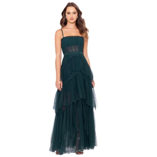 Betsy & Adam Women's Long Mesh Corset Dress