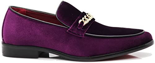 Image of Enzo Romeo Plum05 Men's Dress Loafers Elastic Slip on with Buckle Fashion Shoes
