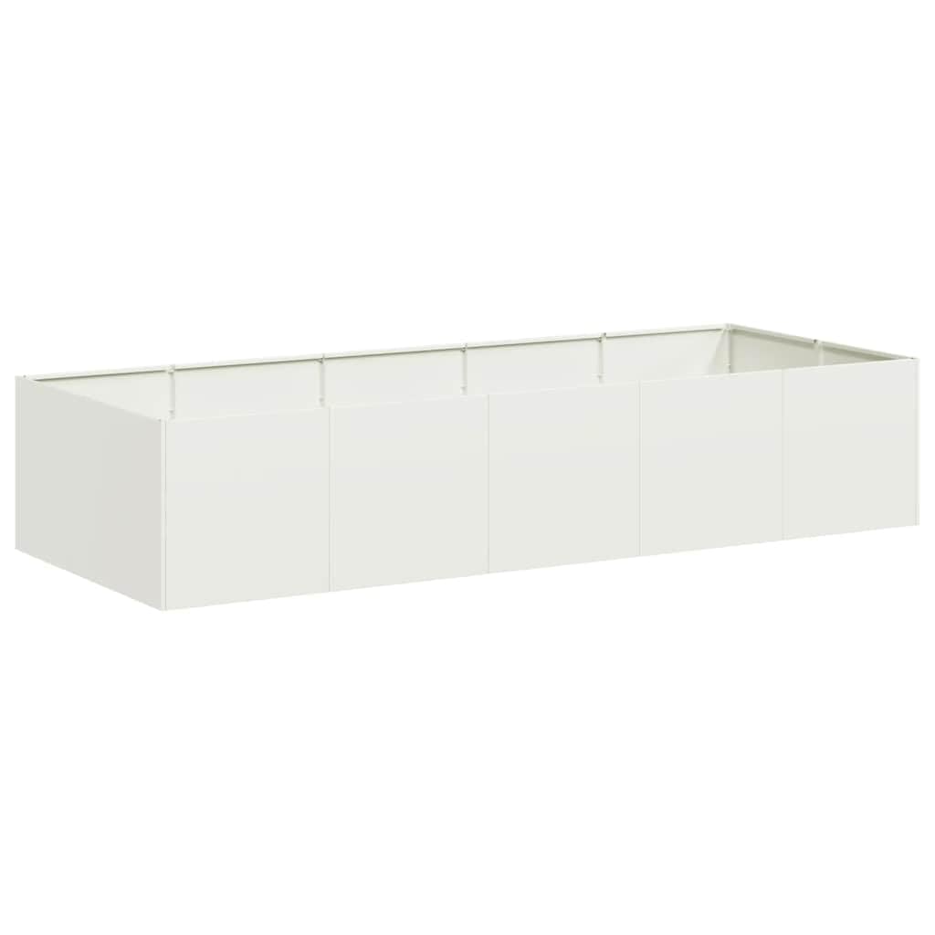 Grand pot de fleurs en acier blanc au design épuré pour grand jardin