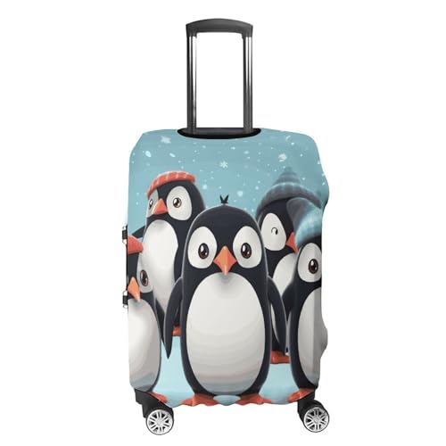 Cute Penguins Luggage Cover, Washable Elastic Suitcase Cover Protector Fit 18-32 Inch Luggage4