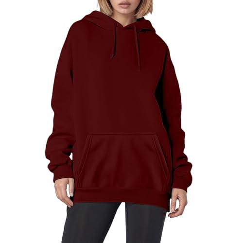Sudadera con capucha para mujer, diseño de Jesús Faith Over Fear con capucha, ajuste holgado, diseño gótico cristiano, con forro polar con capucha y cordón, a la moda, divertida, religiosa, Vino, M