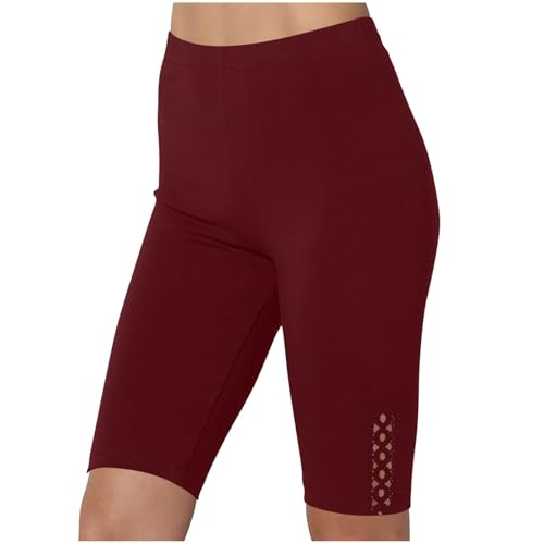 Leggins Deportivos Mujer,Mis Pedidos Pantalones Cortos de Cintura Alta para Mujeres Encaje Hueco Mallas Cortas Mujer Leggings Elásticos y Opacos con Control de Abdomen para Debajo de Vestidos y Yoga