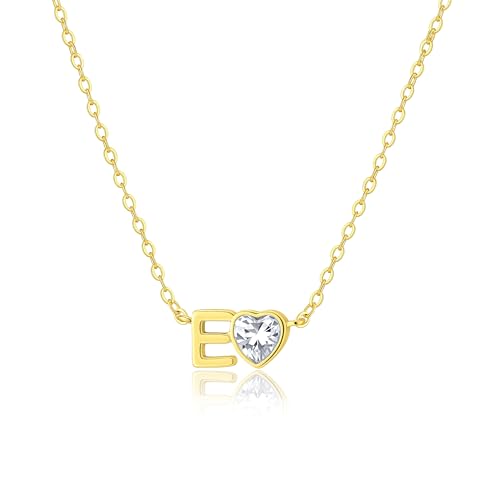 JIKASI Heart Initial Necklaces for Women 14K Gold Plated Dainty A-Z Letter Pendant Necklace Small...