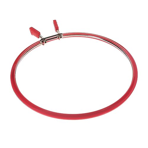 Image of Nurge Metal Embroidery Hoops - Premium Spring Tension Embroidery Hoop for Cross Stitch - Durable Ring with Quick Release Safety Clip - Ideal for Crafters,Beginners & Professionals - Red - Large