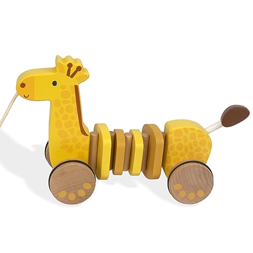 Image of Baby Toys Car,Wooden Pull Along Toddler Toy, Developmental Toy for 1 Year Old Girl Boy Birthday Gift(Giraffe)