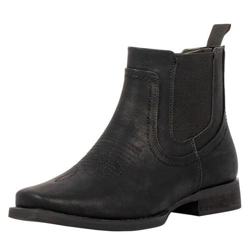 Image of J's.o.l.e Ankle Cowboy Boots for Men Square Toe Chelsea Boots Mens Casual Retro Stylish Boots