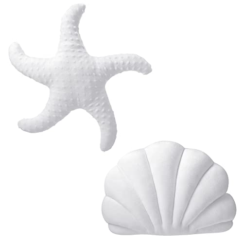 Newwiee JAN-NEWWIEE-370 2 Pcs Starfish Pillow 20'' Seashell Throw Pillows 13X10'' Beach Starfish Shell Shaped Throw Pillows Soft Home Decorative Pillow Cute Plush Coastal Decor thumb #6